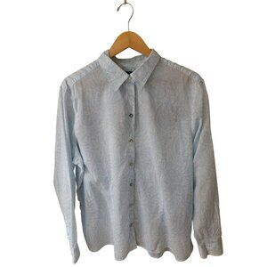 Eddie Bauer Sky Blue Paisley Button-Up Blouse